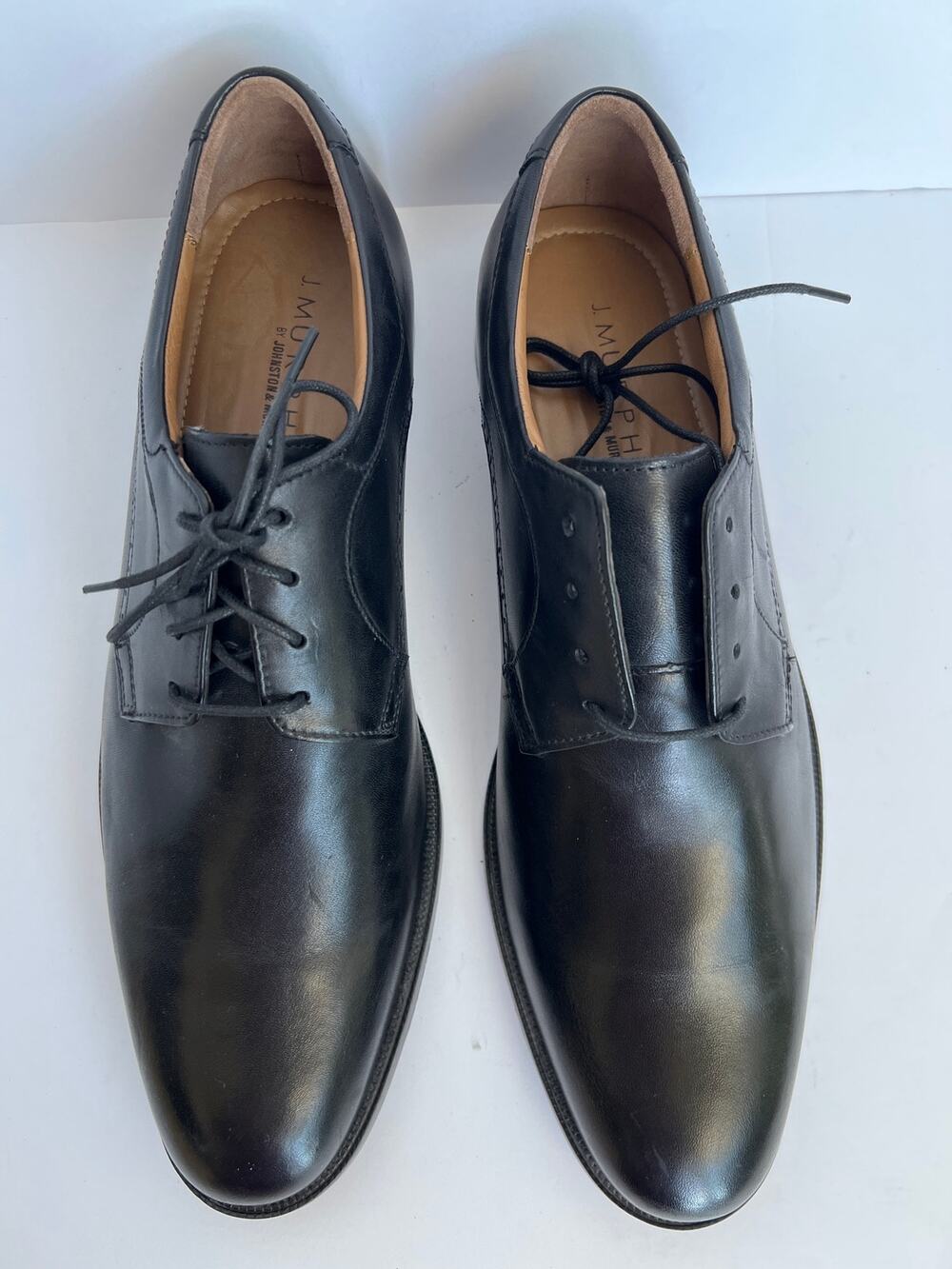 J. Murphy by Johnston & Murphy Men's Black Leather Derby Dress Shoes Size 14 M